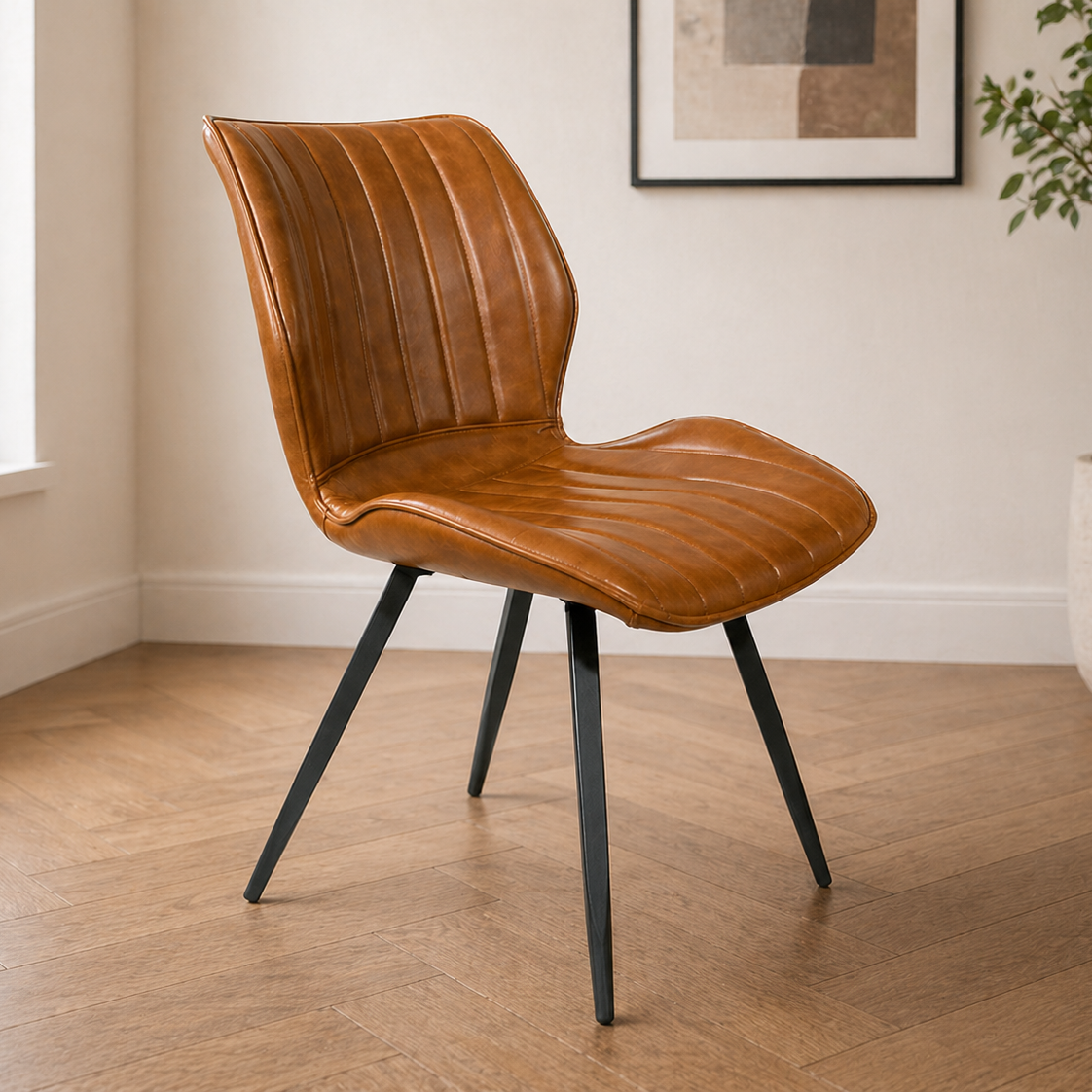 Alfa Dining Chair Vegan Leather Tan - Set of 2