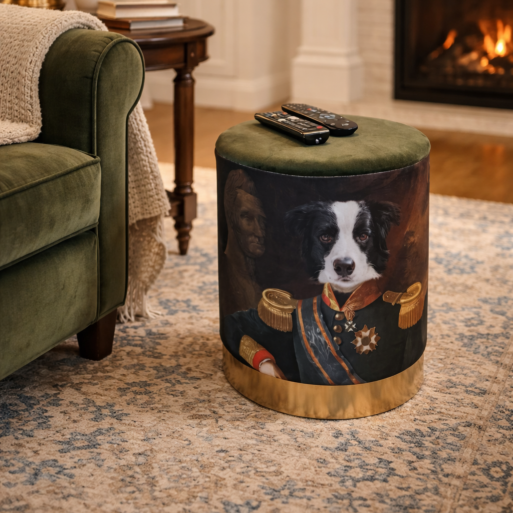 Green Velvet Pommel - Border Collie Dog in Vintage Outfit