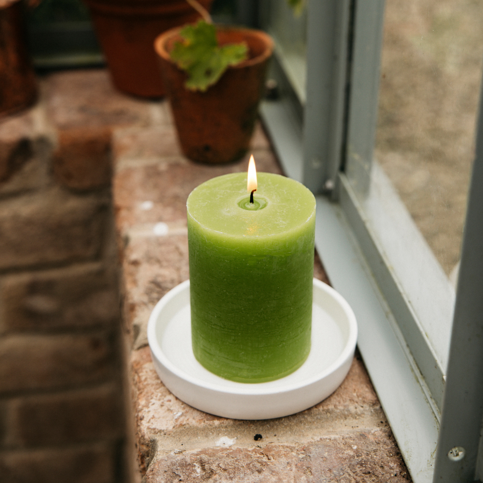 Geranium Leaf Fragranced Coloured Pillar Candle