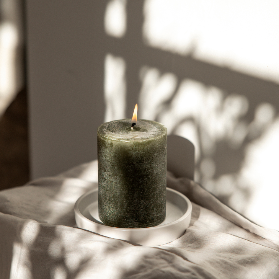 Granite & Moss Fragranced Coloured Pillar Candle