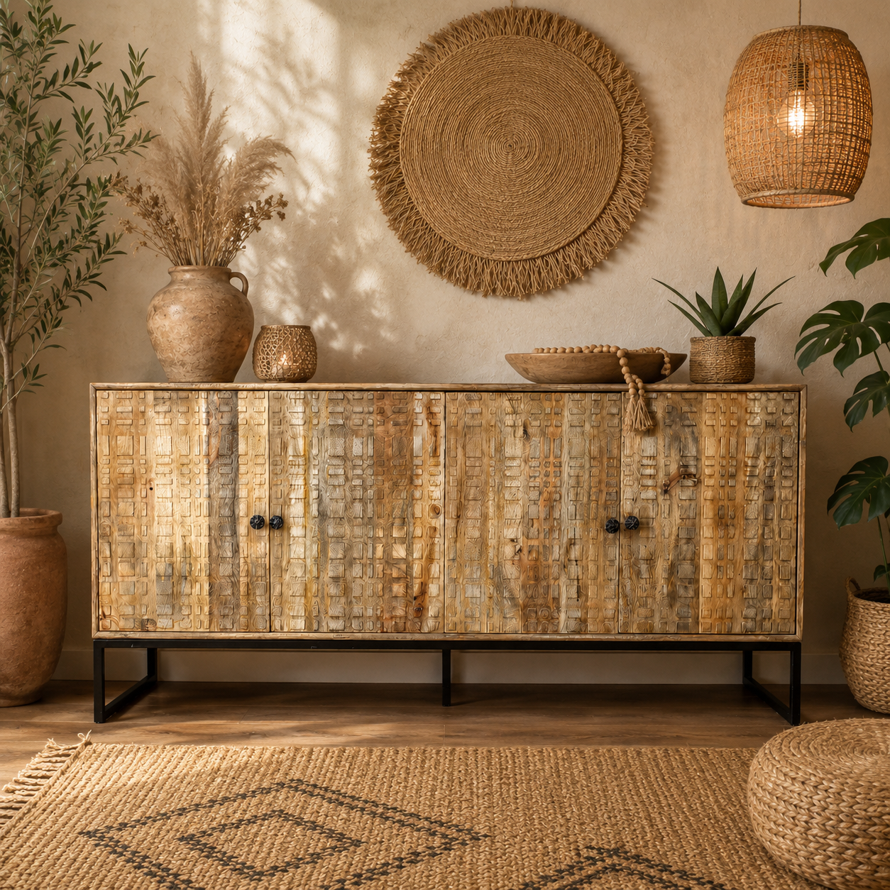 Sahara Carved Mango Wood Sideboard