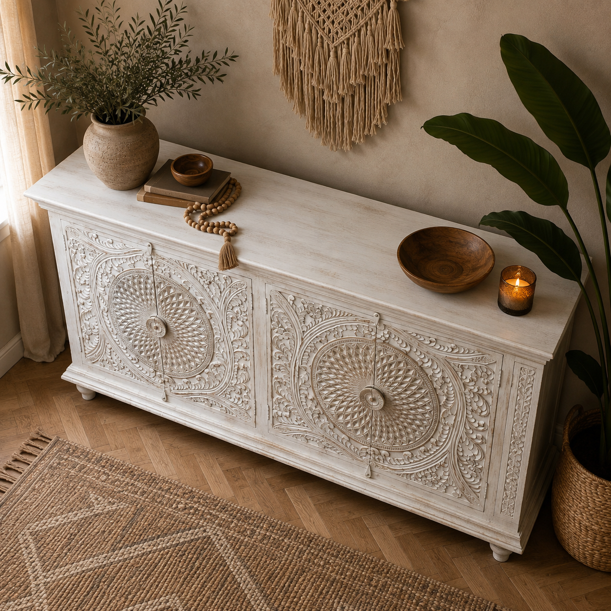 Solana Boho Whitewash Sideboard