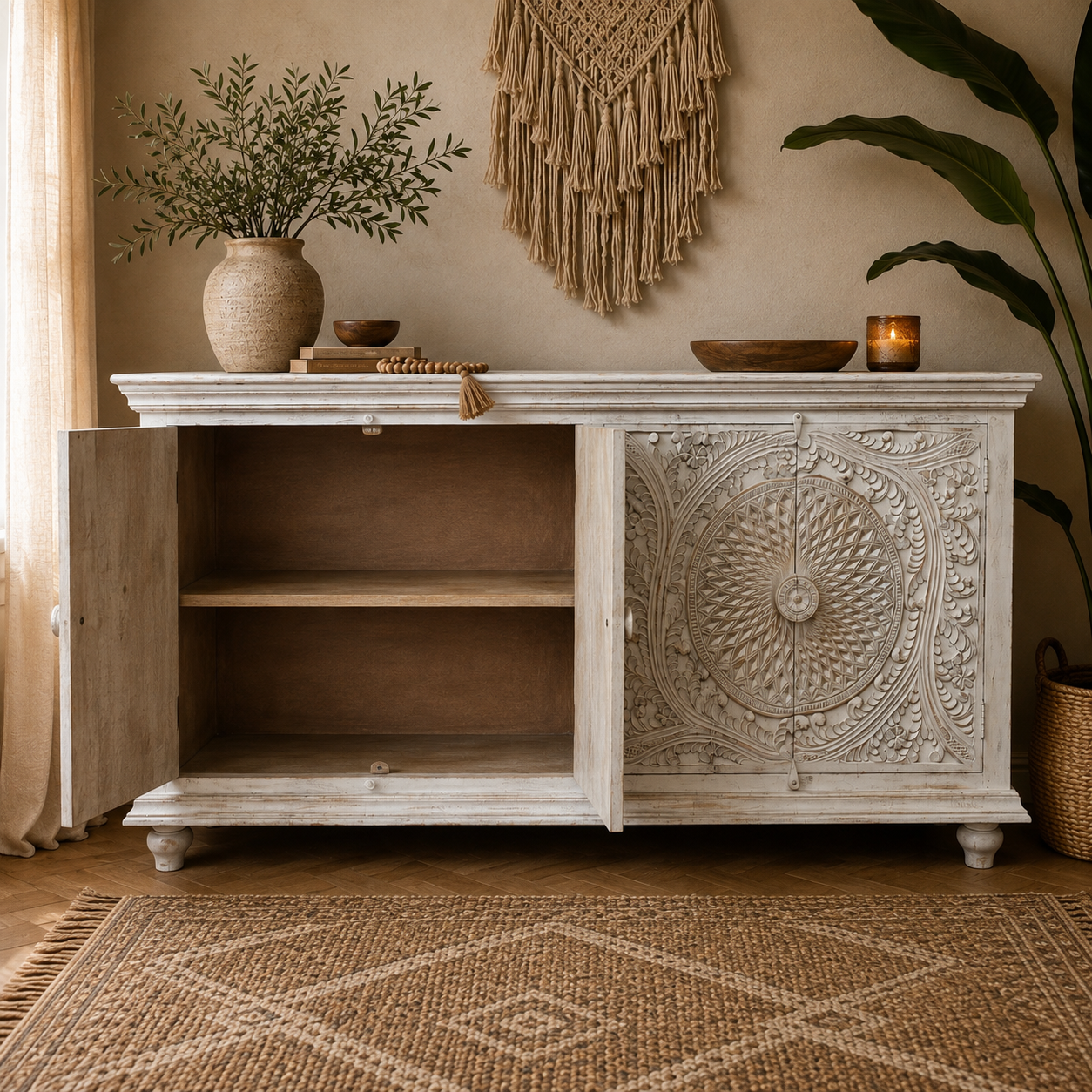 Solana Boho Whitewash Sideboard