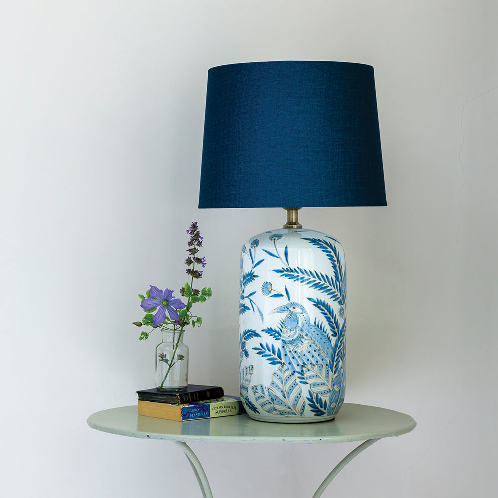 Lamp Birds In Foliage With Blue Shade
