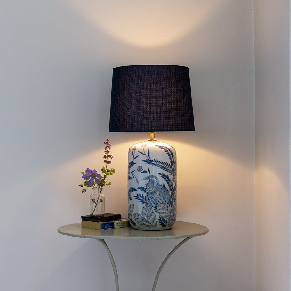 Lamp Birds In Foliage With Blue Shade