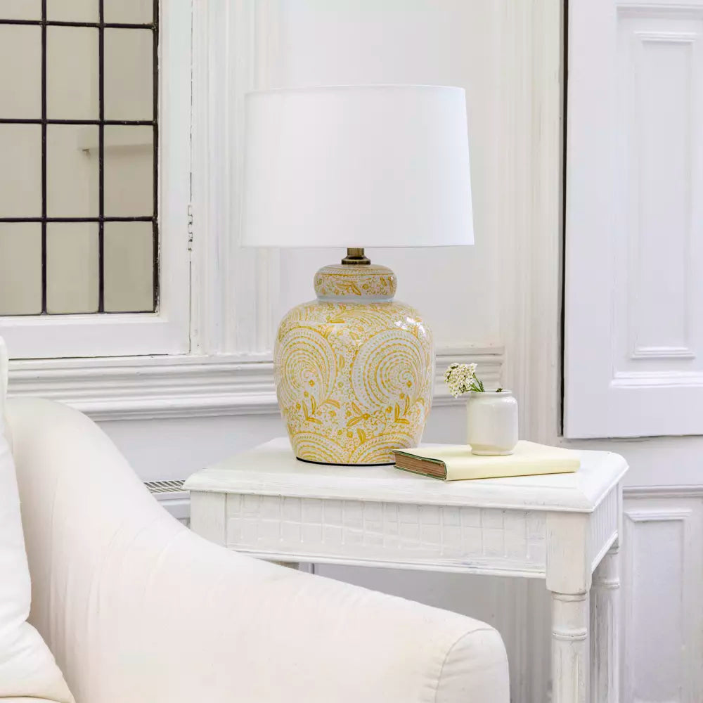 Lamp Flora Lemon With White Shade