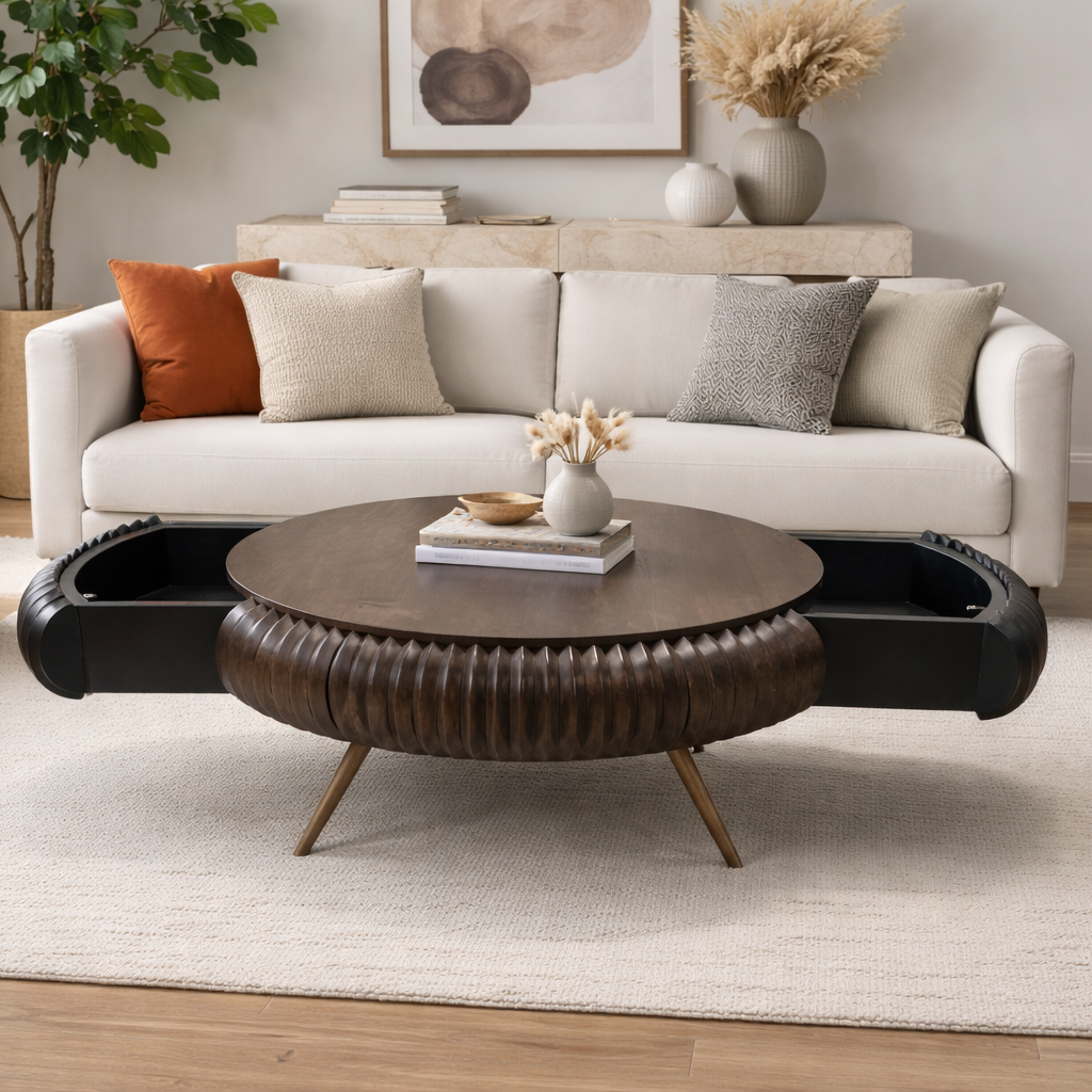 Patan Wooden 2 Drawer Coffee Table