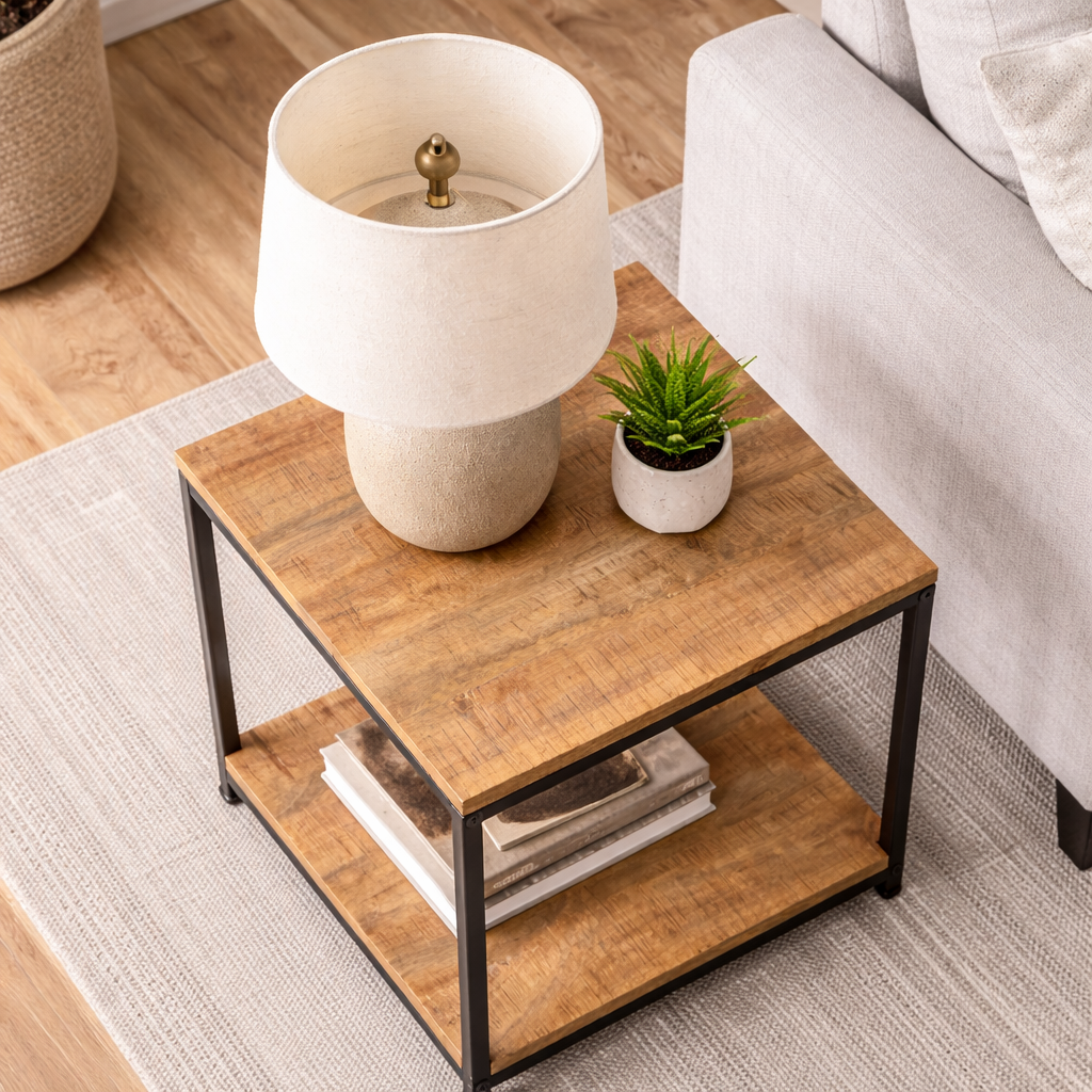Old Empire Square Mango Lamp Table