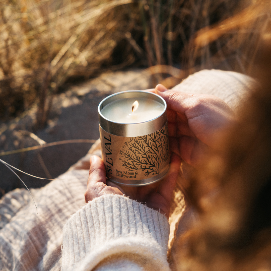 Sea Moss & Driftwood Scented Tin Candle