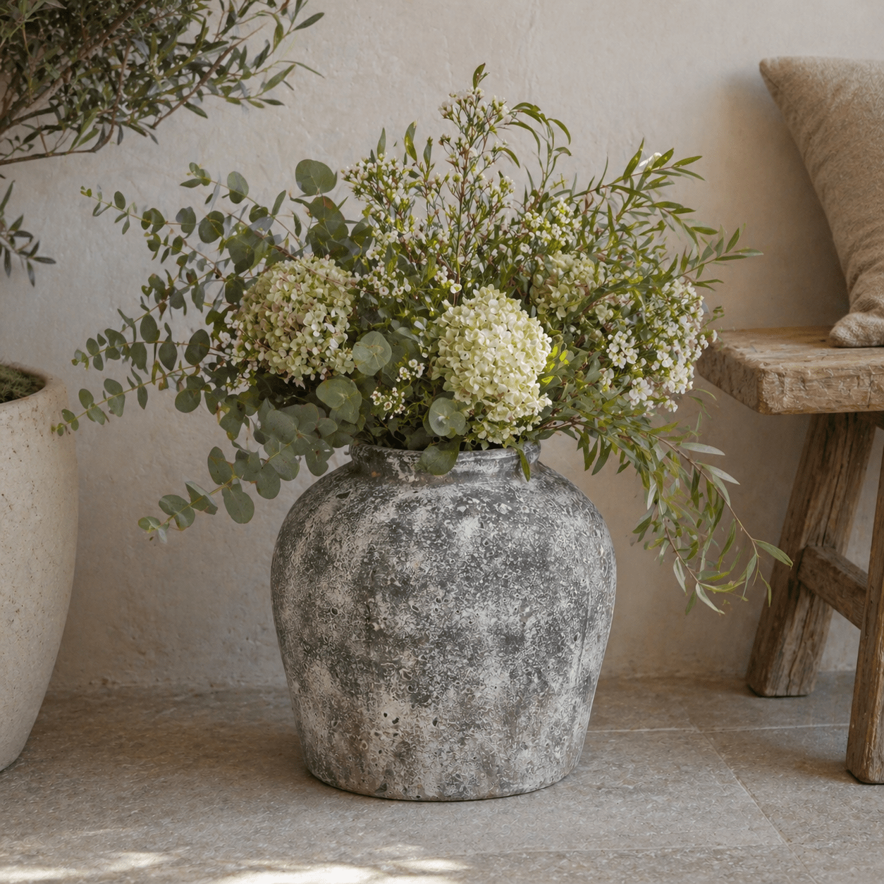 Aged Stone Ceramic Vase - Smallhill Furniture Co.