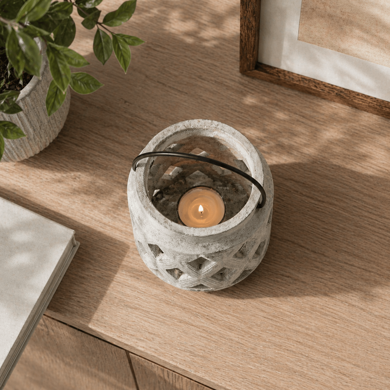 Athena Stone Lattice Lantern - Smallhill Furniture Co.