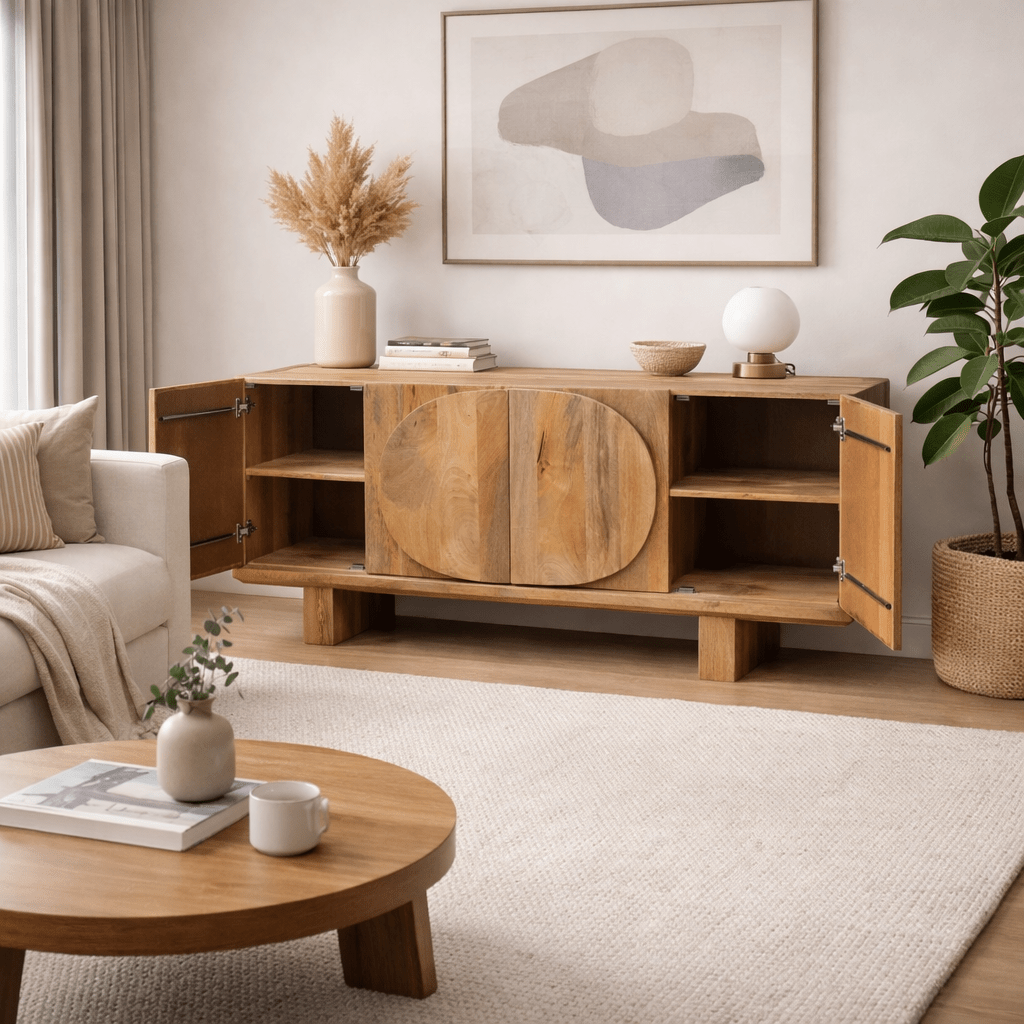 Barli Wooden 4 Door Sideboard - Smallhill Furniture Co.