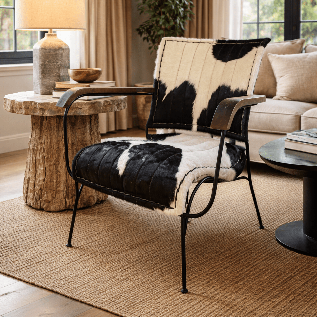 Black Cowhide Leather Armchair - Smallhill Furniture Co.