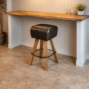 Brown Leather Pommel Bar Stool - Smallhill Furniture Co.