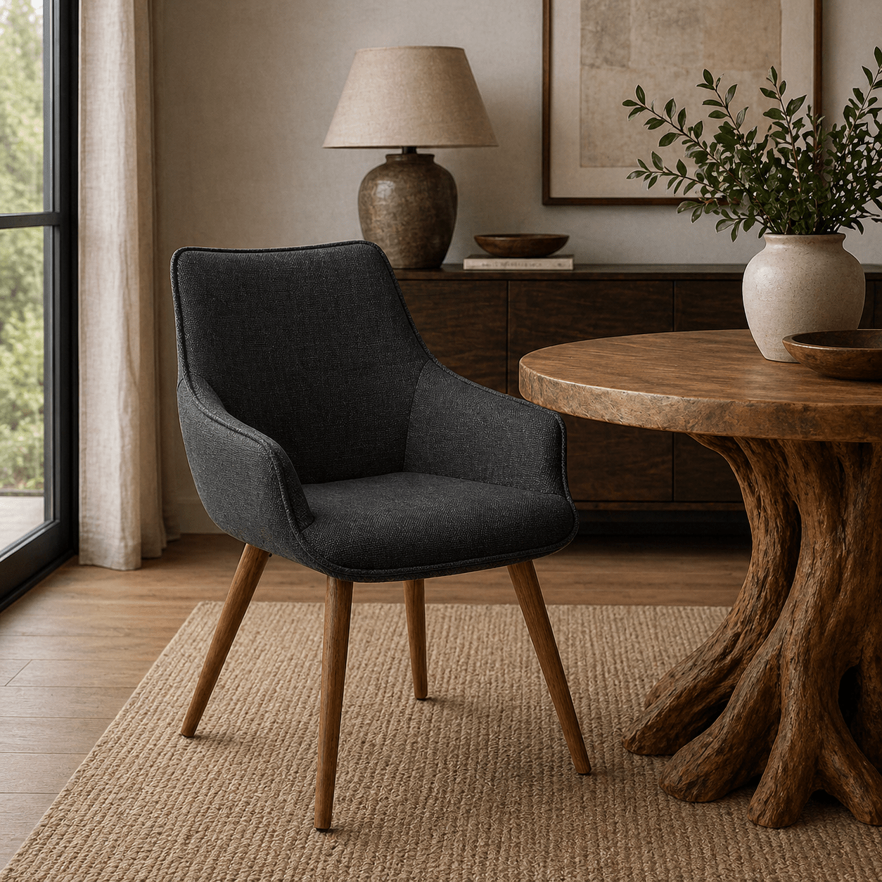 Bude Dining Chair (Slate Grey Twill) - Set of 2 - Smallhill Furniture Co.