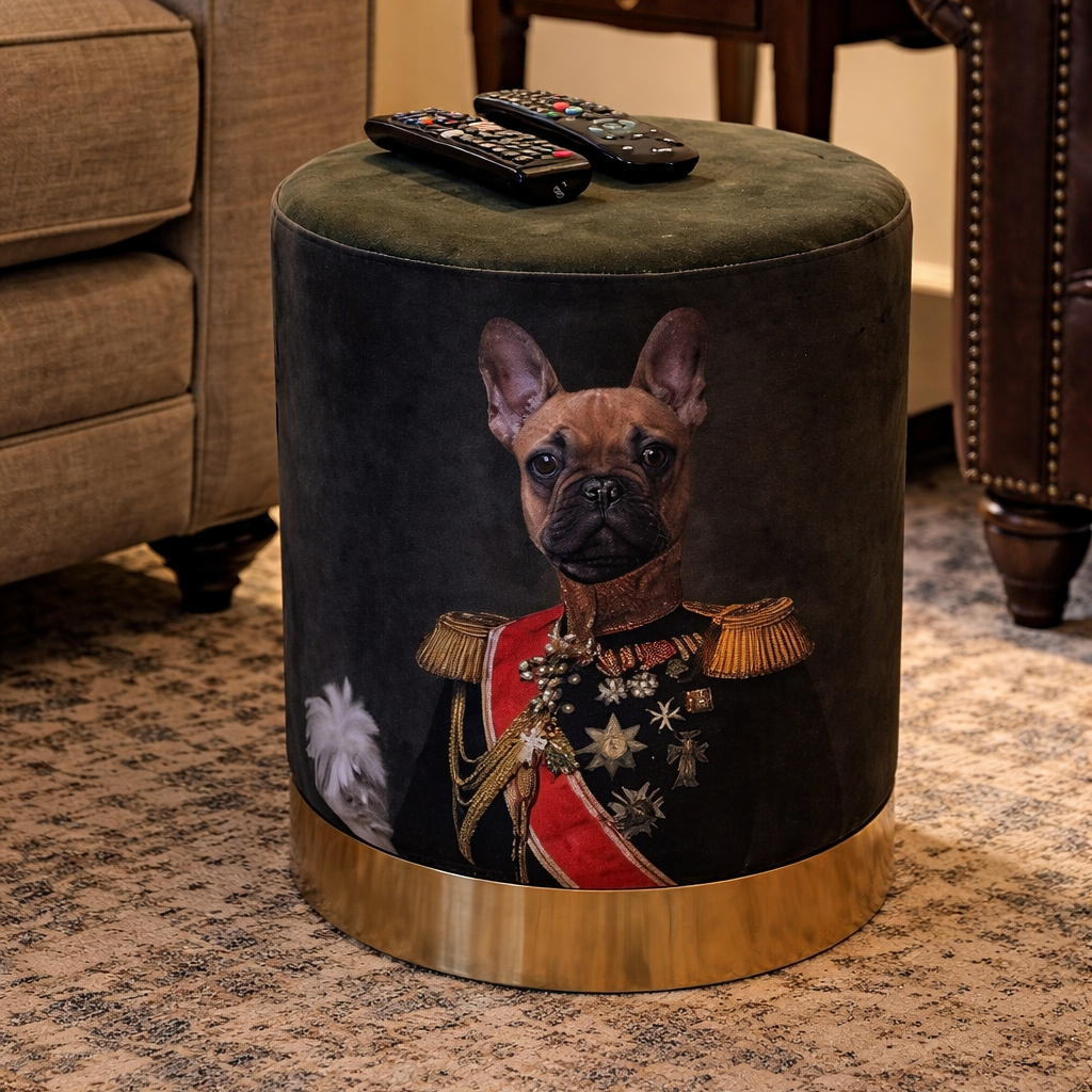 Green Velvet Pommel - French Bulldog wearing Vintage Uniform