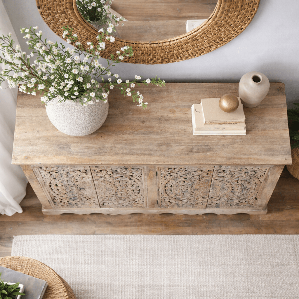 Carved Mango Wood Sideboard - Smallhill Furniture Co.