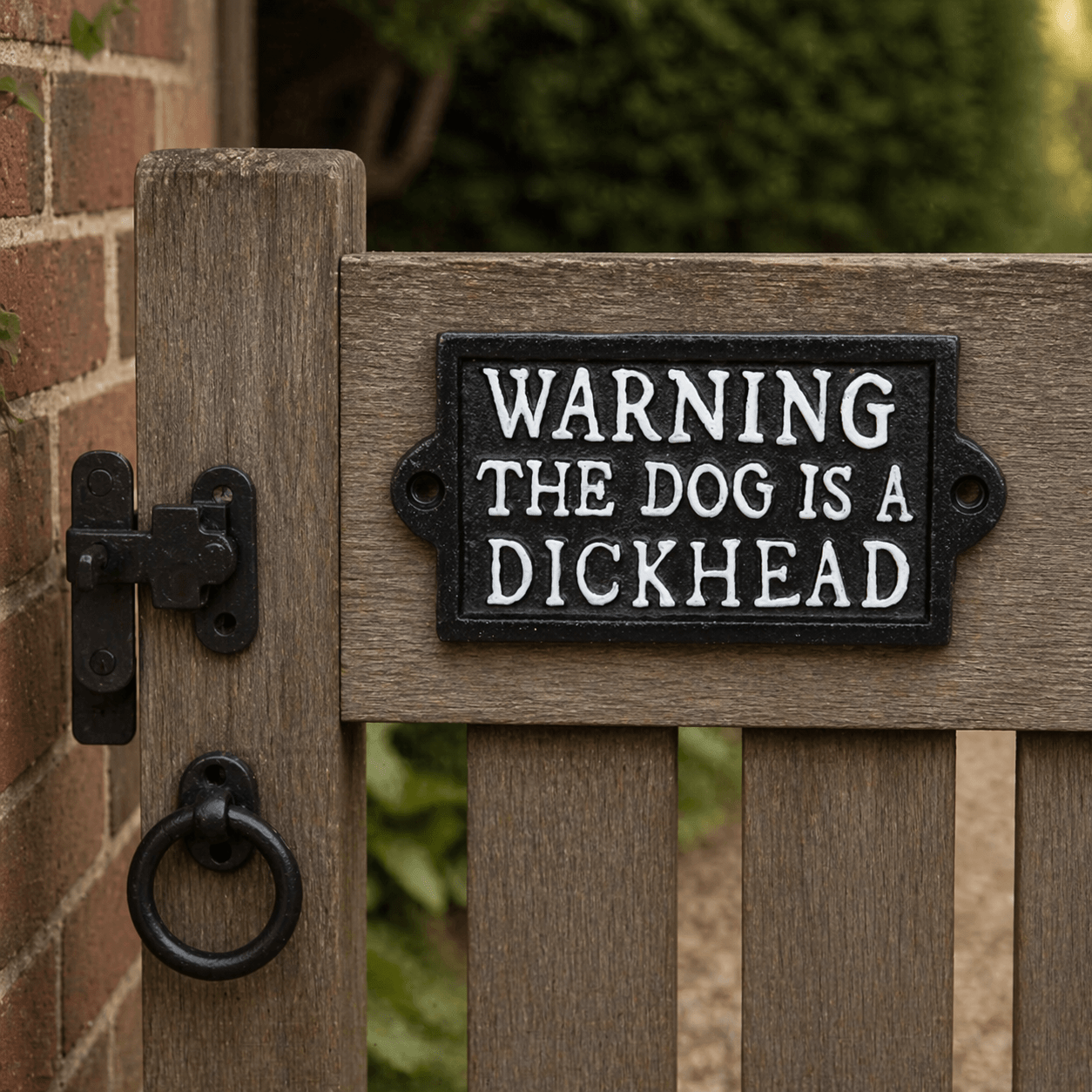 Cast Iron Sign - 'Dog is a Dickhead' - Smallhill Furniture Co.