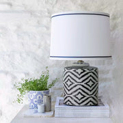 Ceramic Lamp Ikat Black With White Shade - Smallhill Furniture Co.