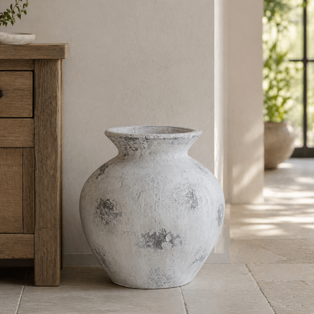 Downton Large Antique White Vase - Smallhill Furniture Co.