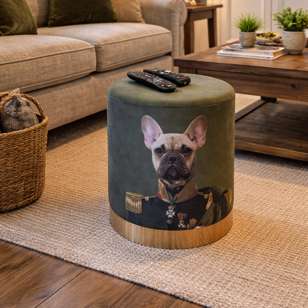 Green Velvet Pommel - French Bulldog Vintage Military Uniform