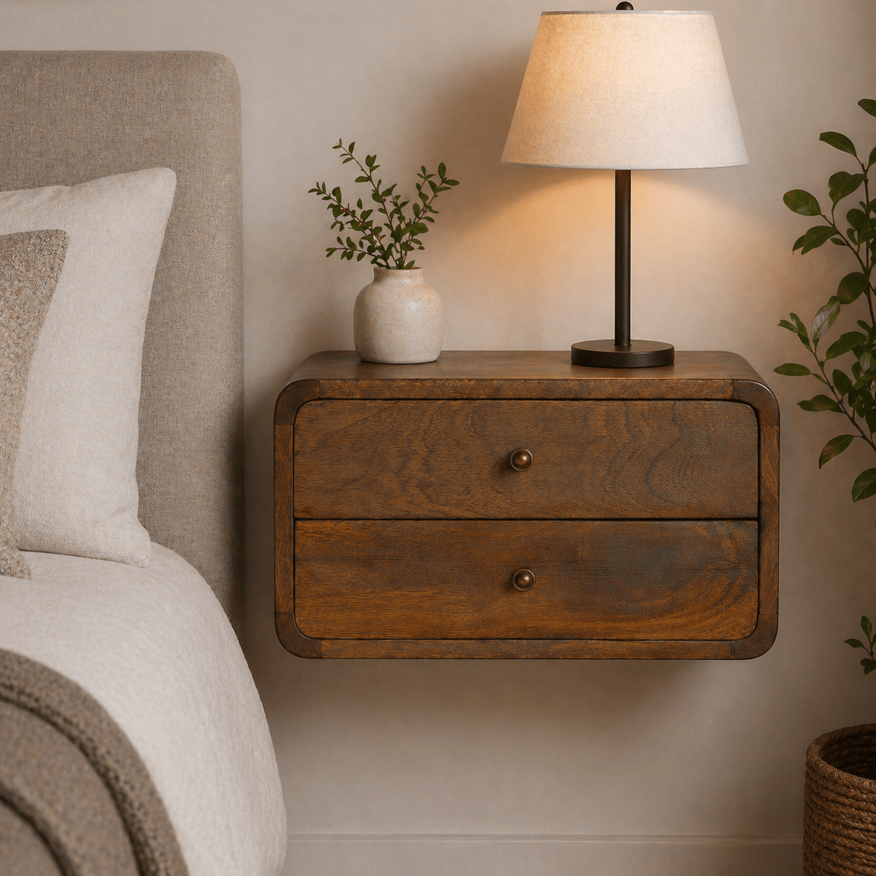 Floating Curved Chestnut Bedside - Smallhill Furniture Co.