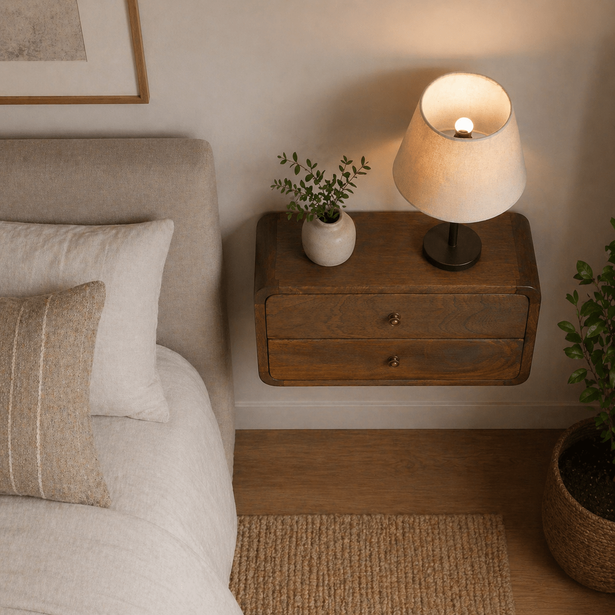 Floating Curved Chestnut Bedside - Smallhill Furniture Co.