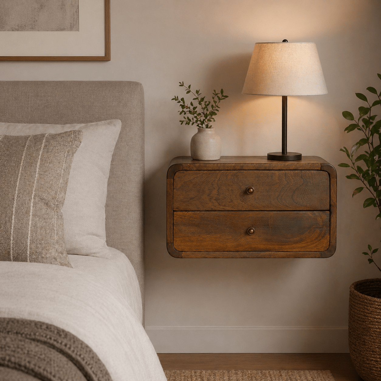 Floating Curved Chestnut Bedside - Smallhill Furniture Co.