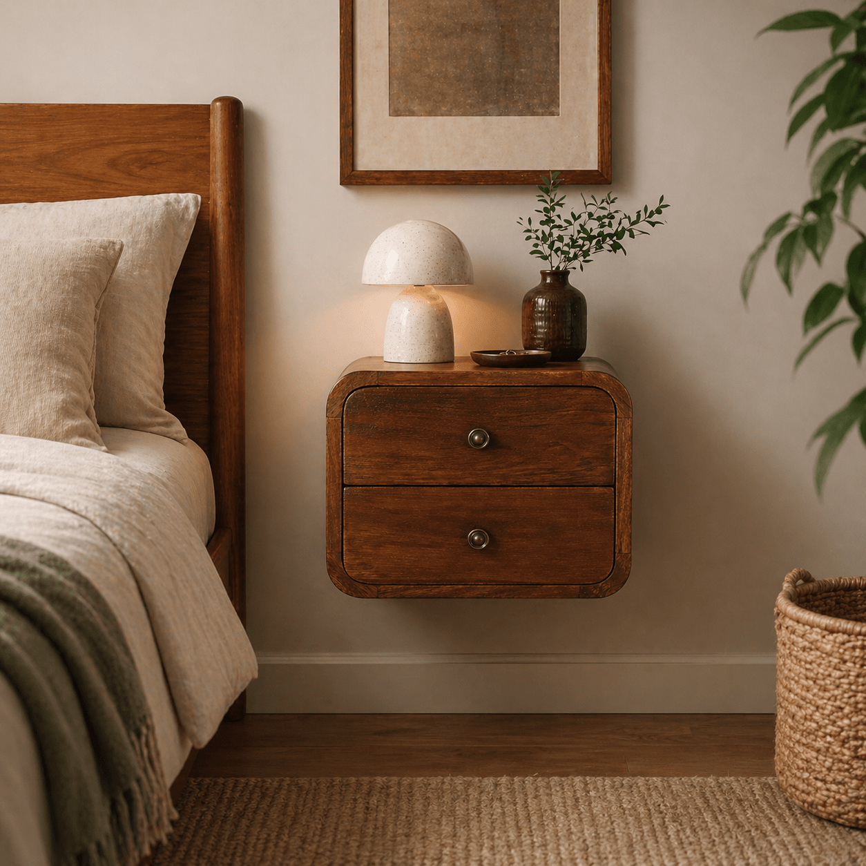 Floating Mini Chestnut Bedside - Smallhill Furniture Co.
