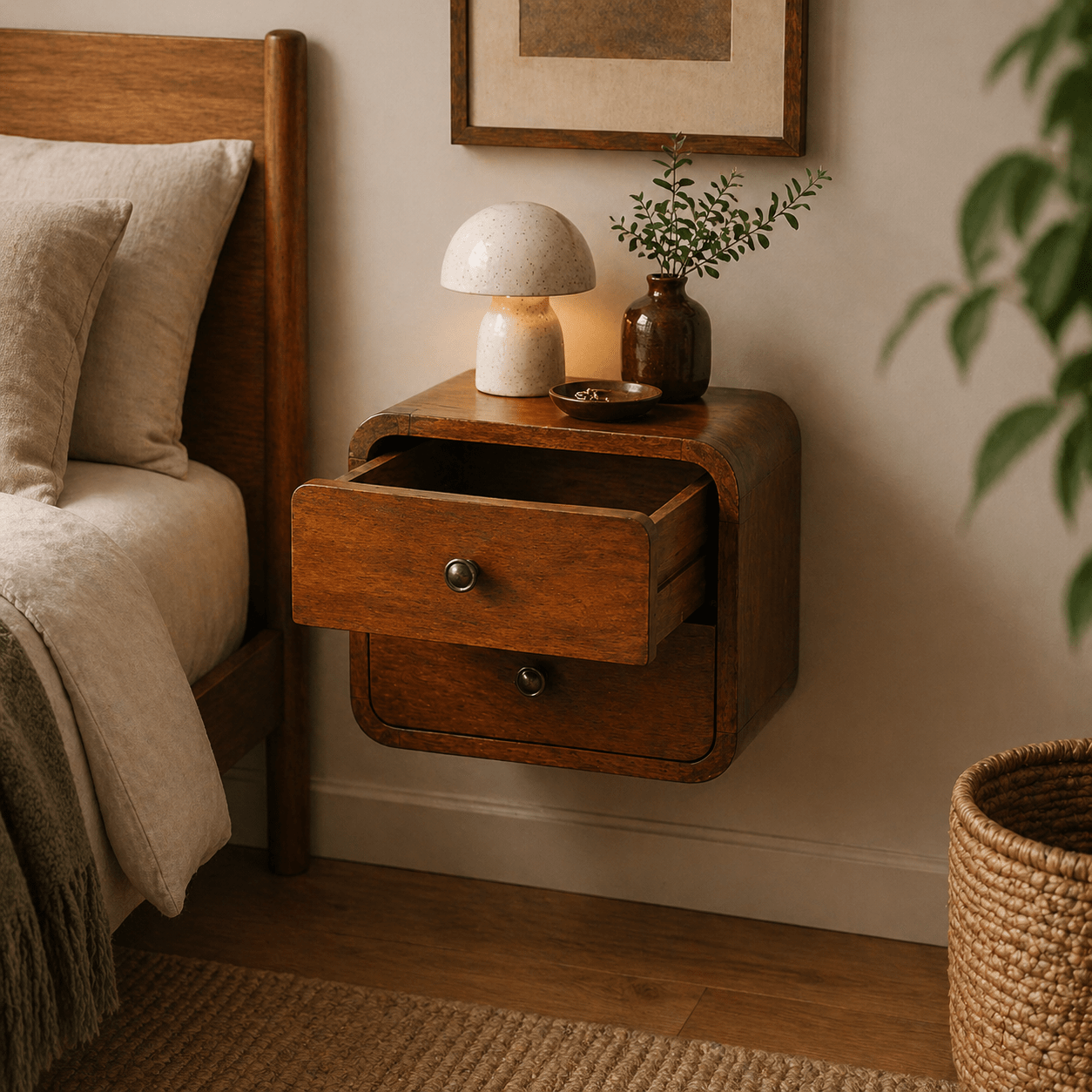 Floating Mini Chestnut Bedside - Smallhill Furniture Co.