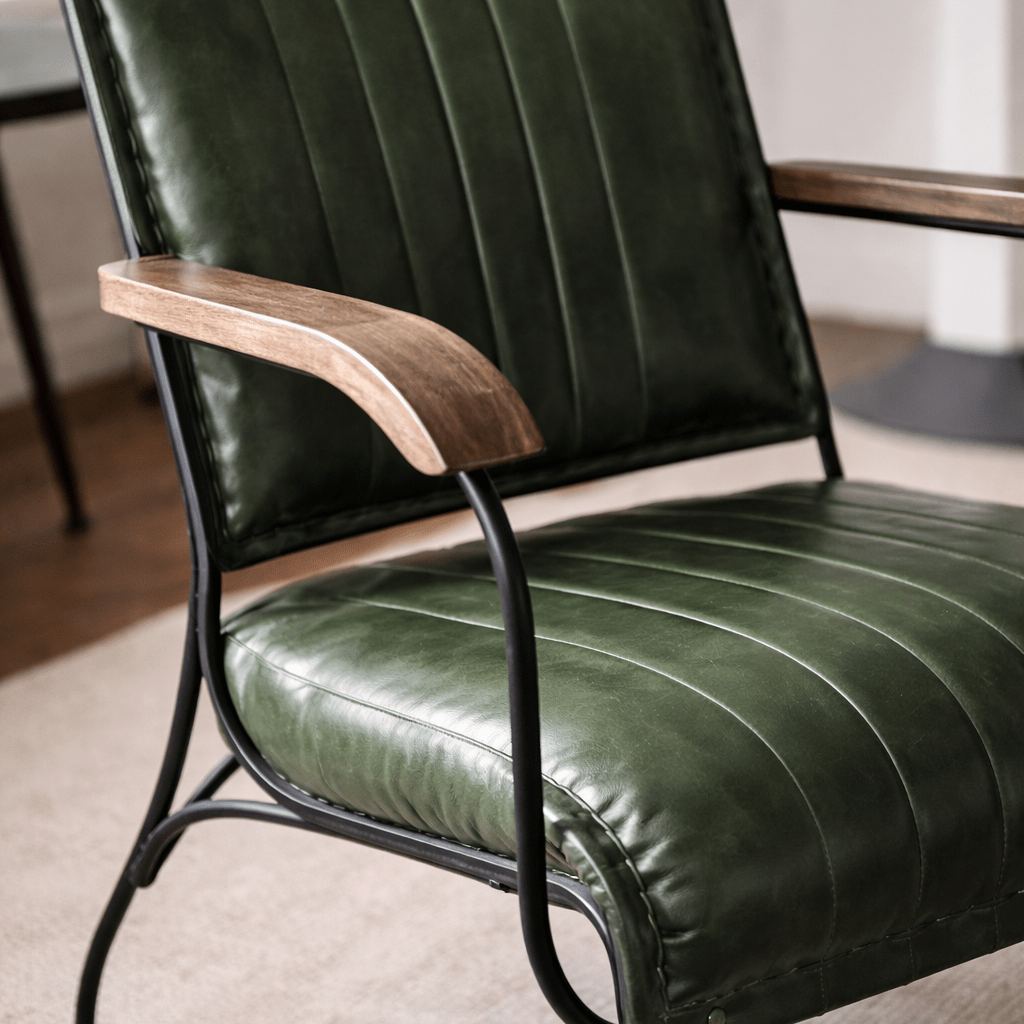 Green Leather Armchair - Smallhill Furniture Co.