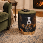 Green Velvet Pommel - Border Collie Dog in Vintage Outfit - Smallhill Furniture Co.