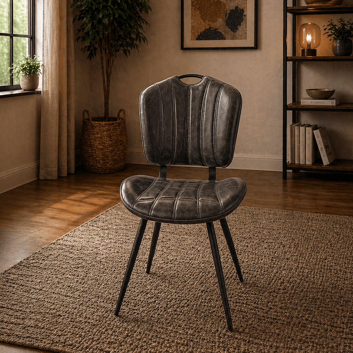 Healey Vegan Leather Chair Chestnut - Set of 2 - Smallhill Furniture Co.