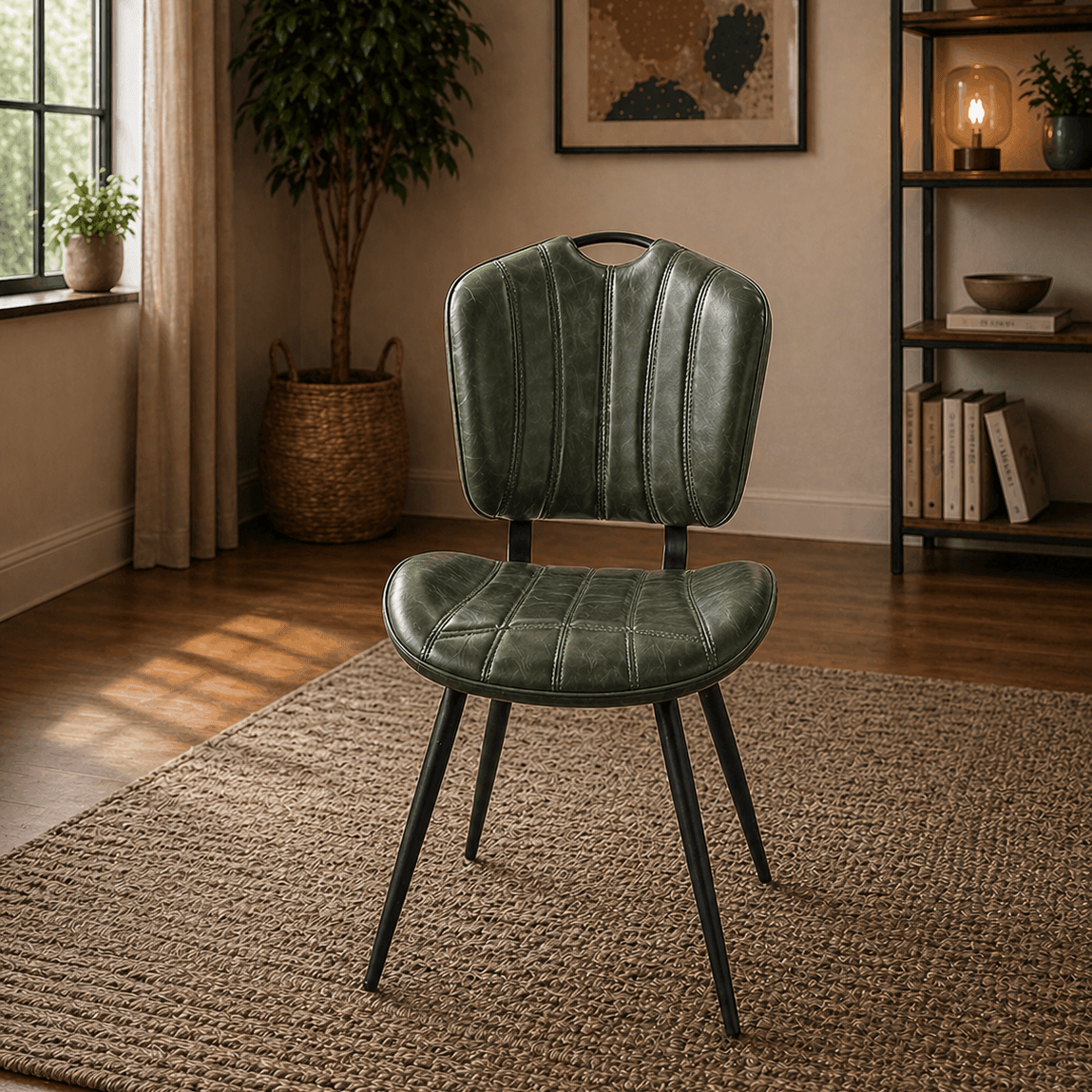 Healey Vegan Leather Chair Forest Green - Set of 2 - Smallhill Furniture Co.