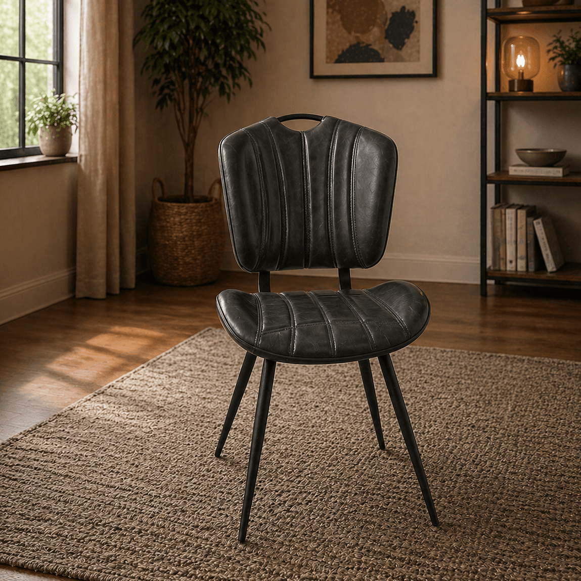 Healey Vegan Leather Chair Grey - Set of 2 - Smallhill Furniture Co.