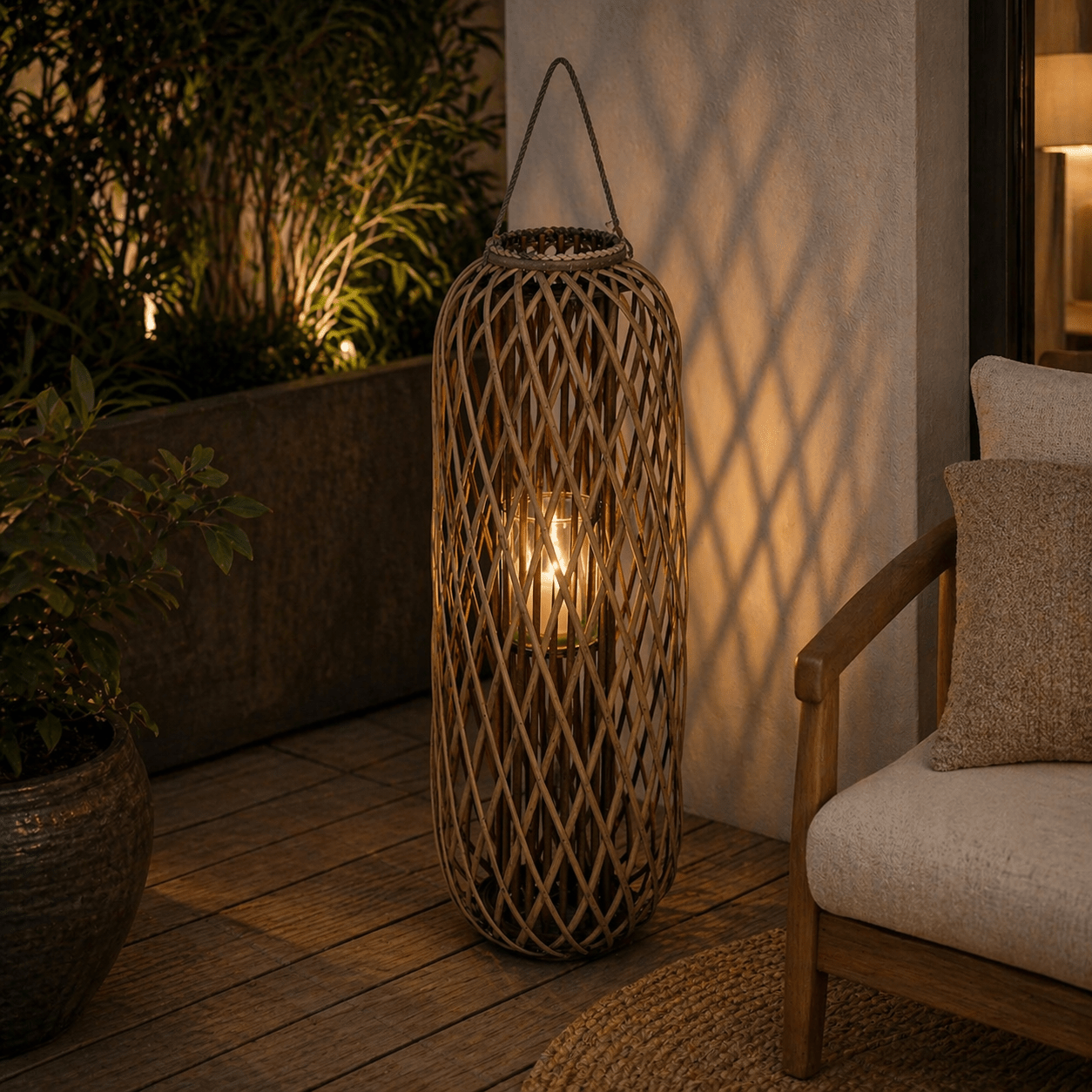 Huge Standing Wicker Lantern - Smallhill Furniture Co.