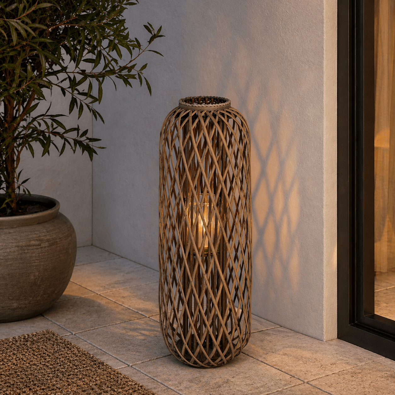 Huge Standing Wicker Lantern - Smallhill Furniture Co.