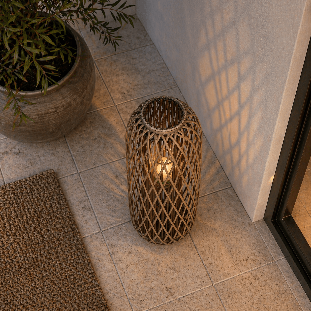 Huge Standing Wicker Lantern - Smallhill Furniture Co.