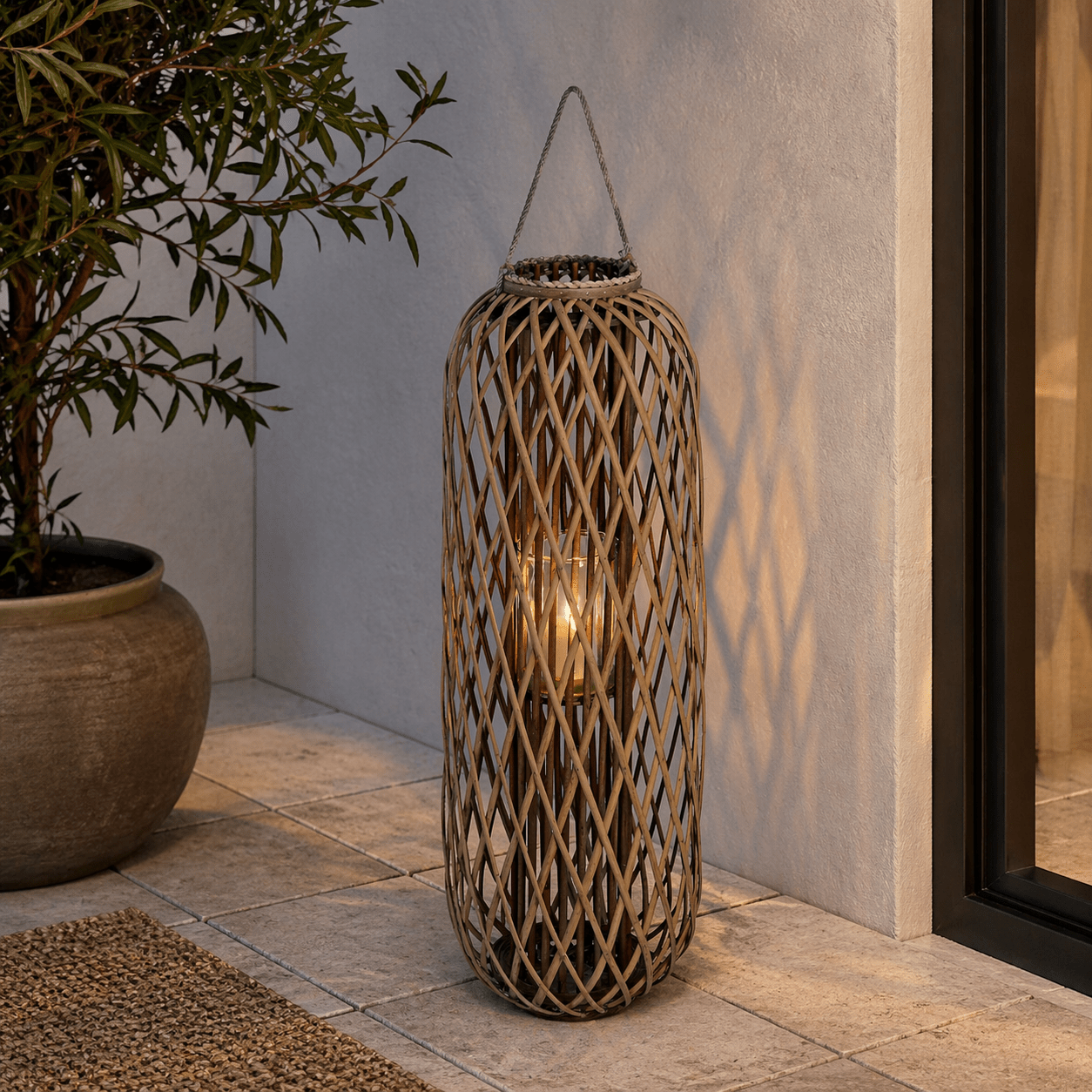 Huge Standing Wicker Lantern - Smallhill Furniture Co.