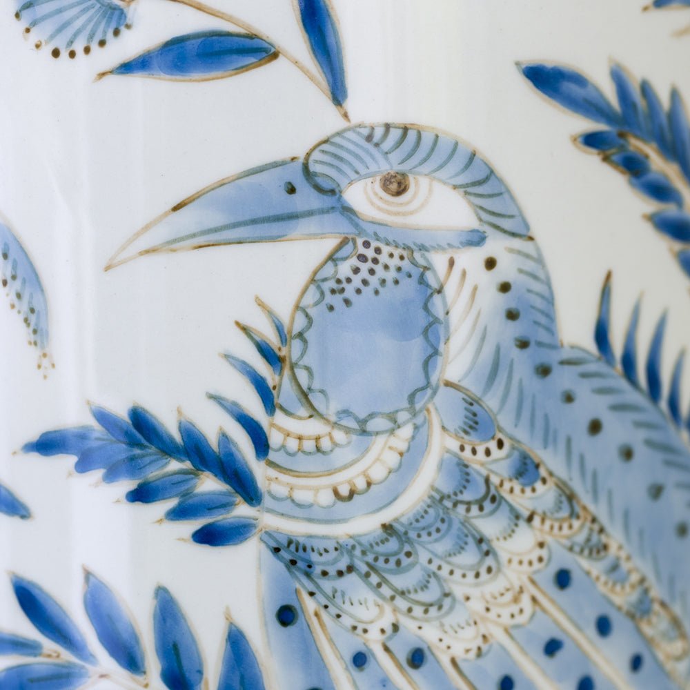 Lamp Birds In Foliage With Blue Shade - Smallhill Furniture Co.