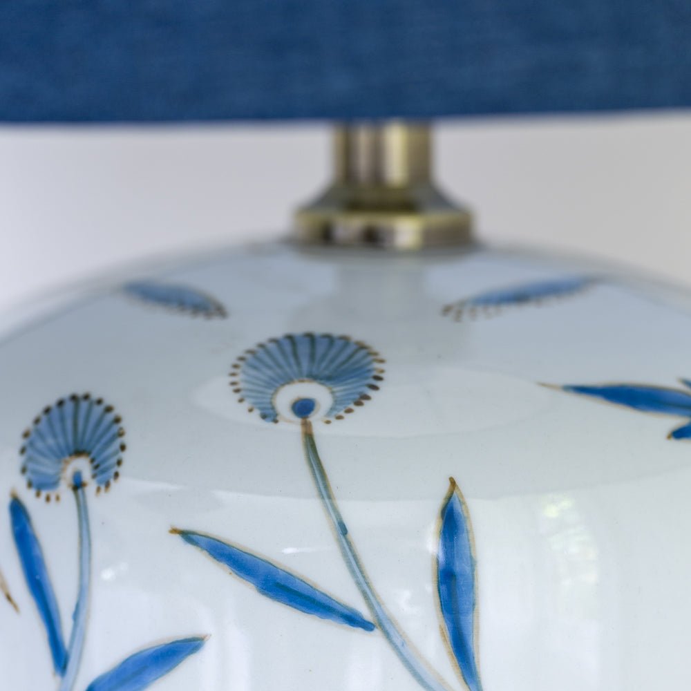 Lamp Birds In Foliage With Blue Shade - Smallhill Furniture Co.