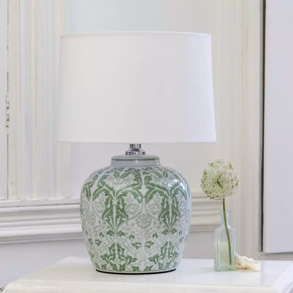 Lamp Botanica Olive With White Shade - Smallhill Furniture Co.