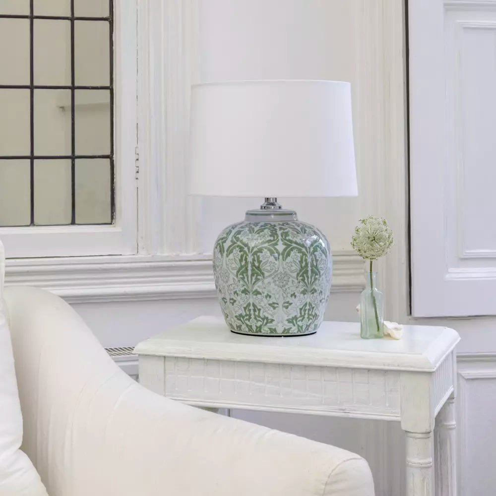 Lamp Botanica Olive With White Shade - Smallhill Furniture Co.