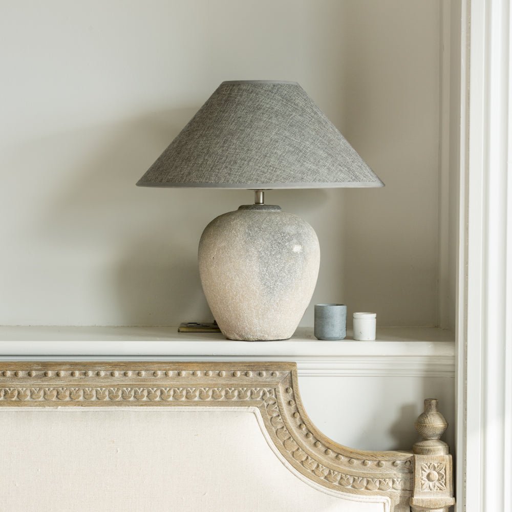 Lamp Ceramic Nero With Dark Grey Shade - Smallhill Furniture Co.