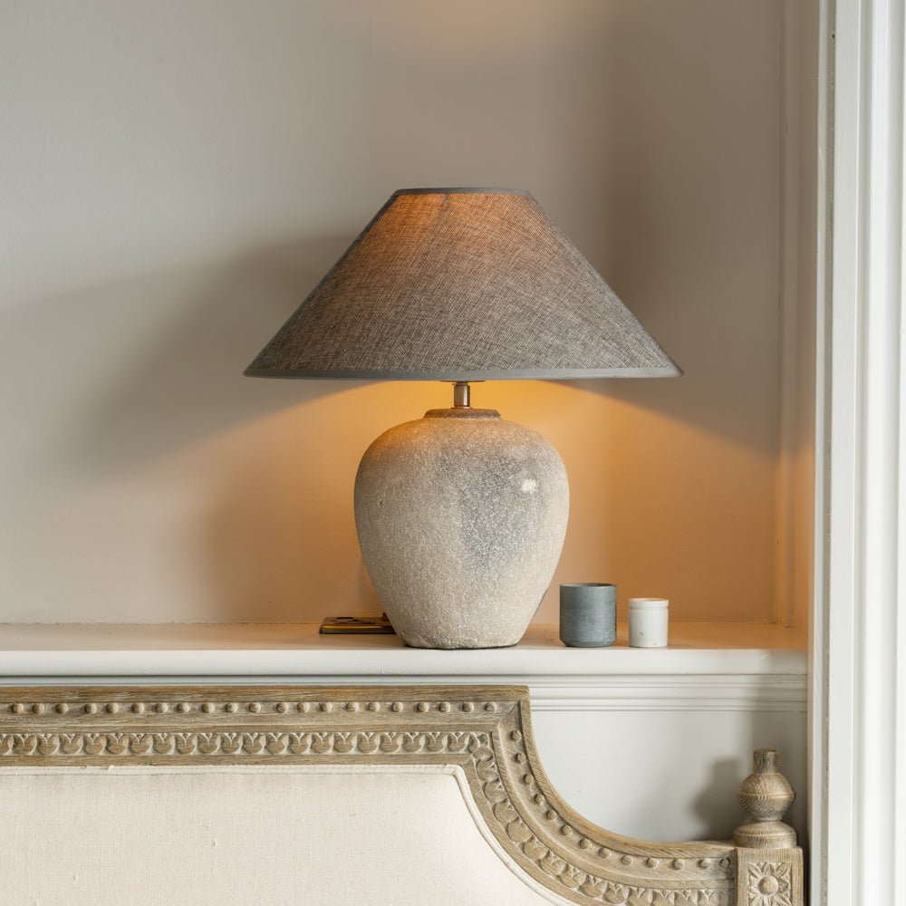 Lamp Ceramic Nero With Dark Grey Shade - Smallhill Furniture Co.