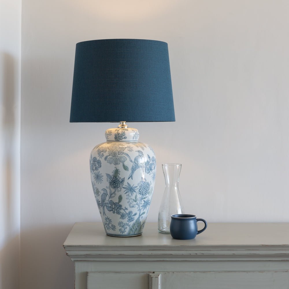 Lamp Exotic Bird With Blue Shade - Smallhill Furniture Co.