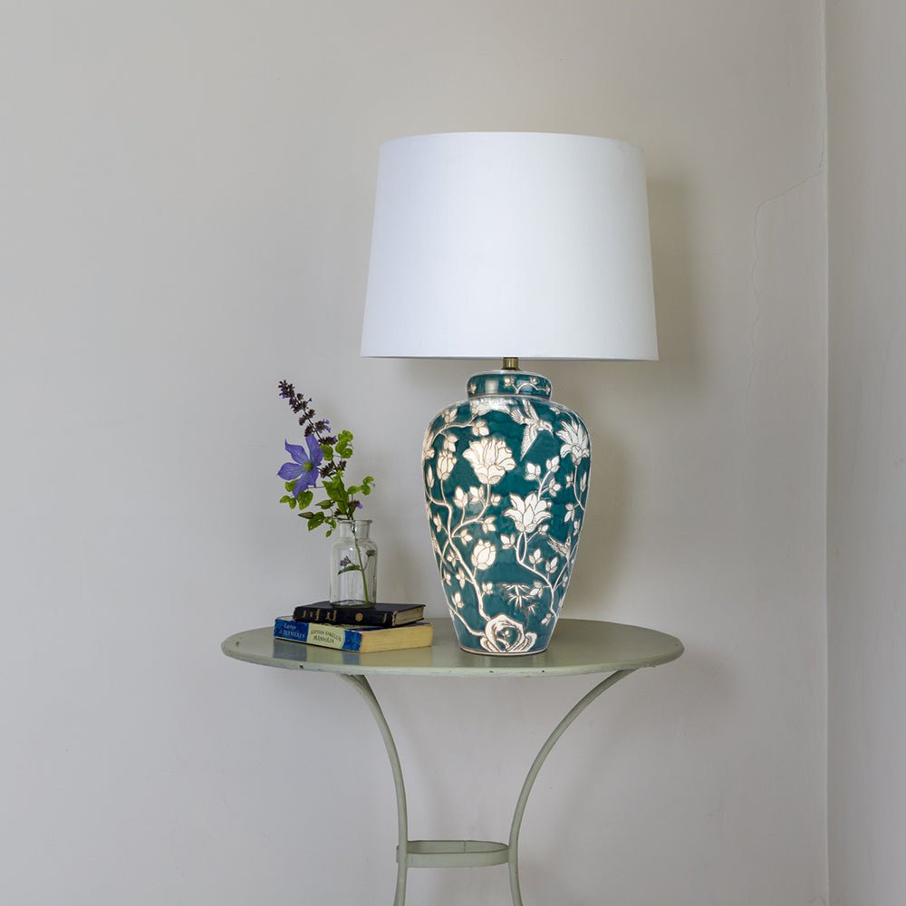 Lamp Grandiflora With White Shade - Smallhill Furniture Co.