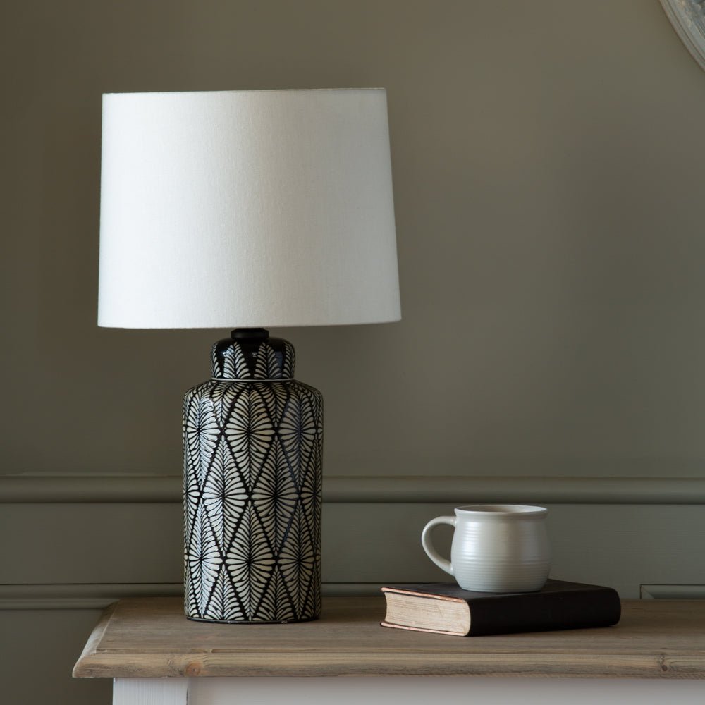 Lamp Indochine Noir With Ivory Shade - Smallhill Furniture Co.