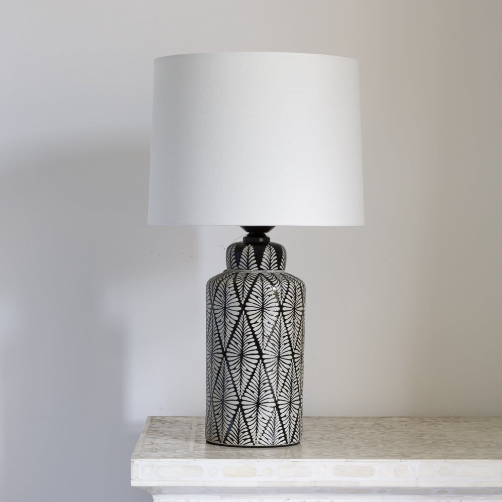 Lamp Indochine Noir With Ivory Shade - Smallhill Furniture Co.