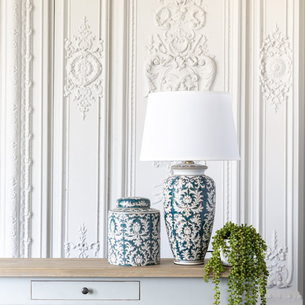 Lamp Lotus With White Shade - Smallhill Furniture Co.
